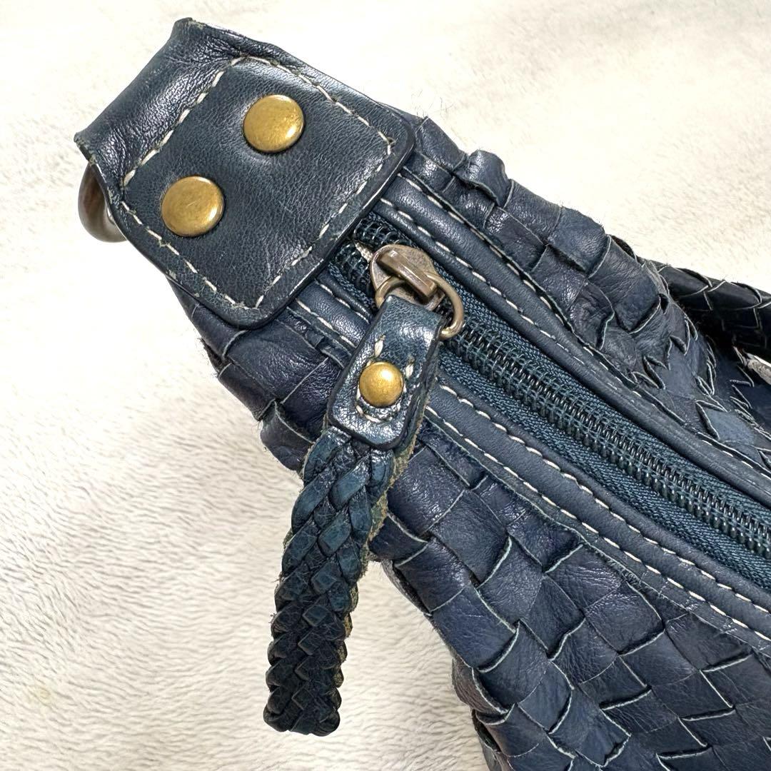 ESTINE エスティーヌ 三日月 ショルダーバック 編み込み　レザー　本革