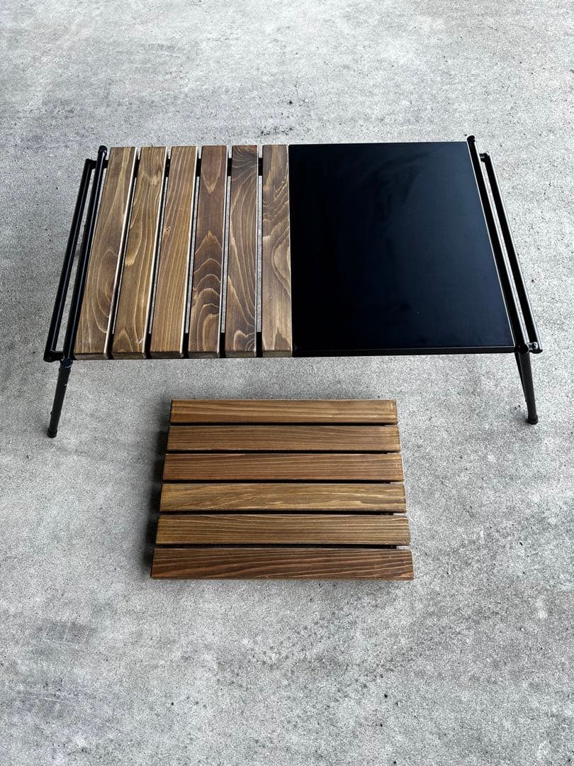 35%OFF】 アイアン工房 ローテーブル細板+ブラックマルチプレート