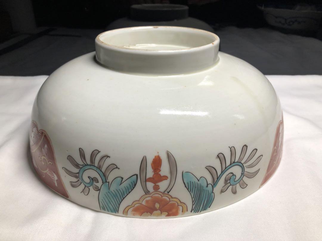 赤絵大缽。菓子缽。茶道具。古美術。骨董品。明治時代。舊家