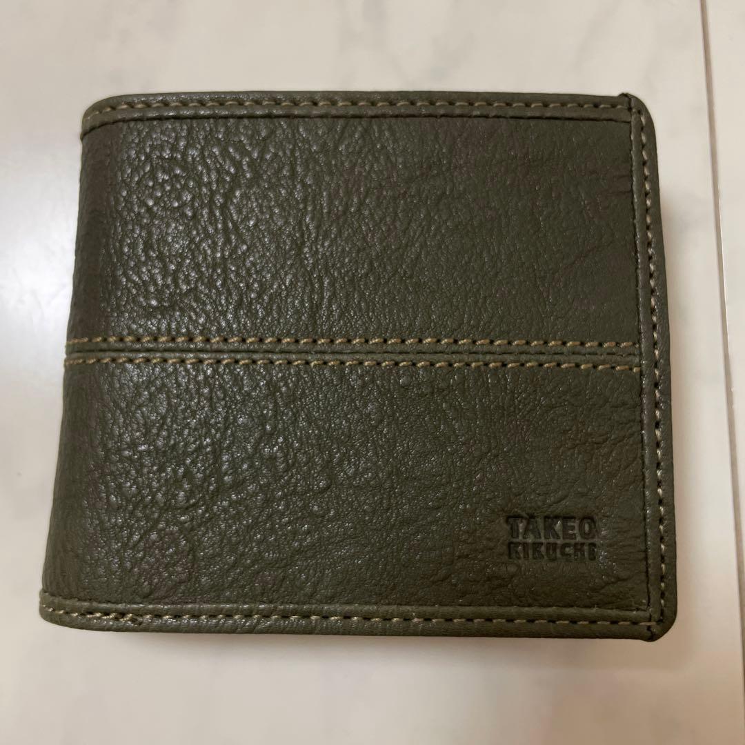 【新品未使用】TAKEO KIKUCHI タケオキクチ 牛革 二つ折り財布