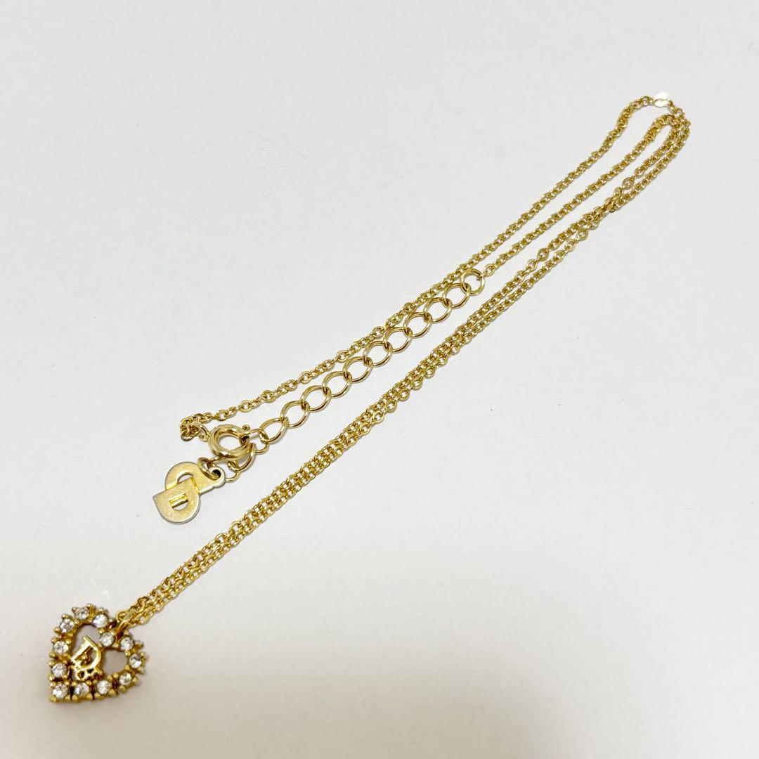 極美品！Christian Dior ハートロゴ　ネックレス　ラインストーン