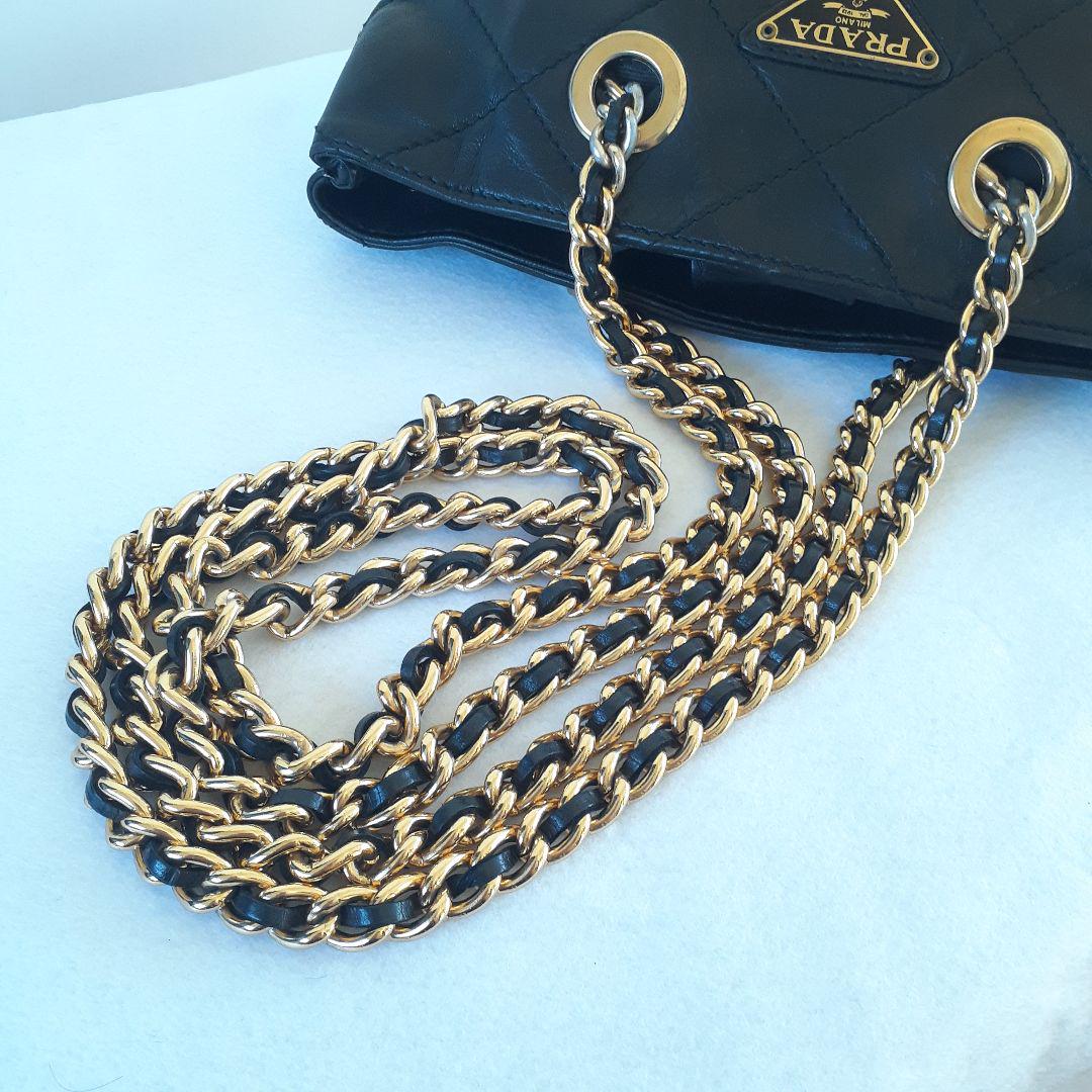 ⭐PRADA⭐プラダ　ヴィンテージ　ブラック　レザー　チェーンショルダーバッグ