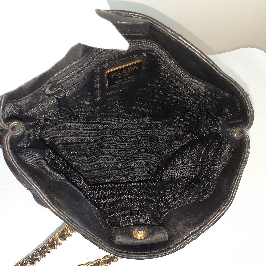 ⭐PRADA⭐プラダ　ヴィンテージ　ブラック　レザー　チェーンショルダーバッグ