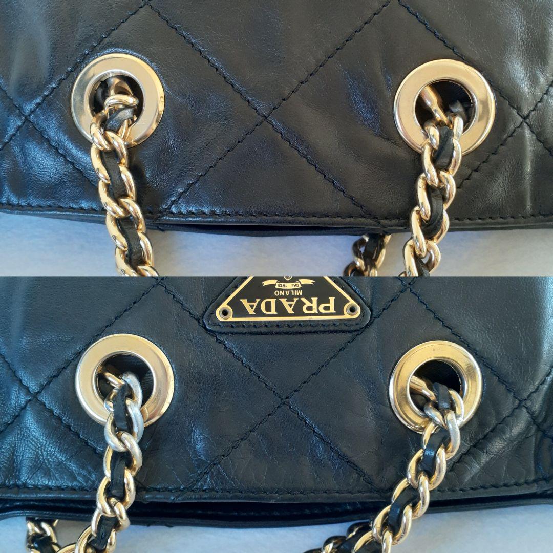 ⭐PRADA⭐プラダ　ヴィンテージ　ブラック　レザー　チェーンショルダーバッグ