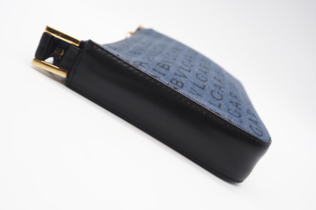BVLGARI ハンドバッグ ロゴマニア ワンショルダーバッグ ブルー ブラック