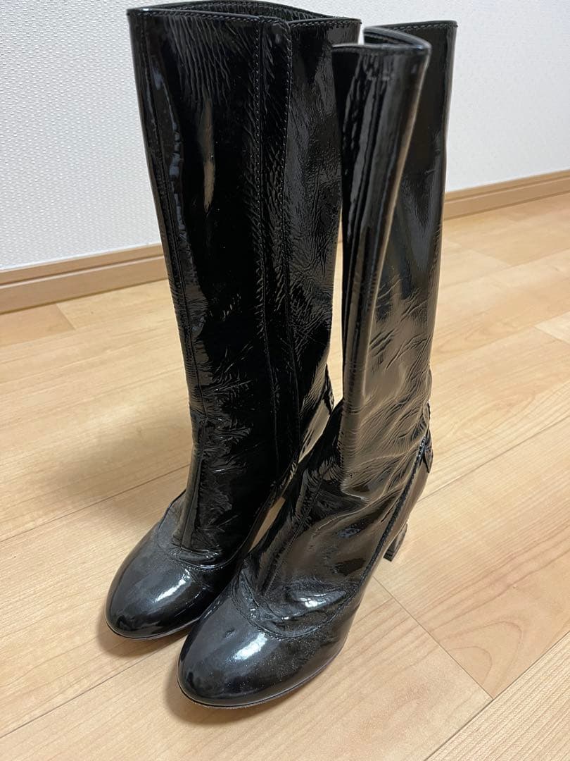 ブラックパテントレザー ロングブーツ エポカ ブラックパテントレザー ロングブーツ エポカ