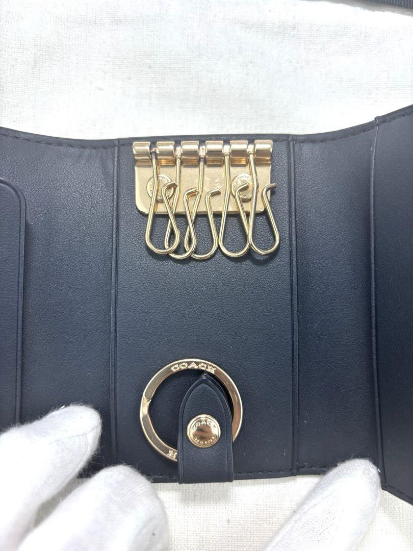 COACH コーチ キーケース　ネイビー　シグネチャー　キーホルダー 美品✨COACH コーチ キーケース ネイビー シグネチャー