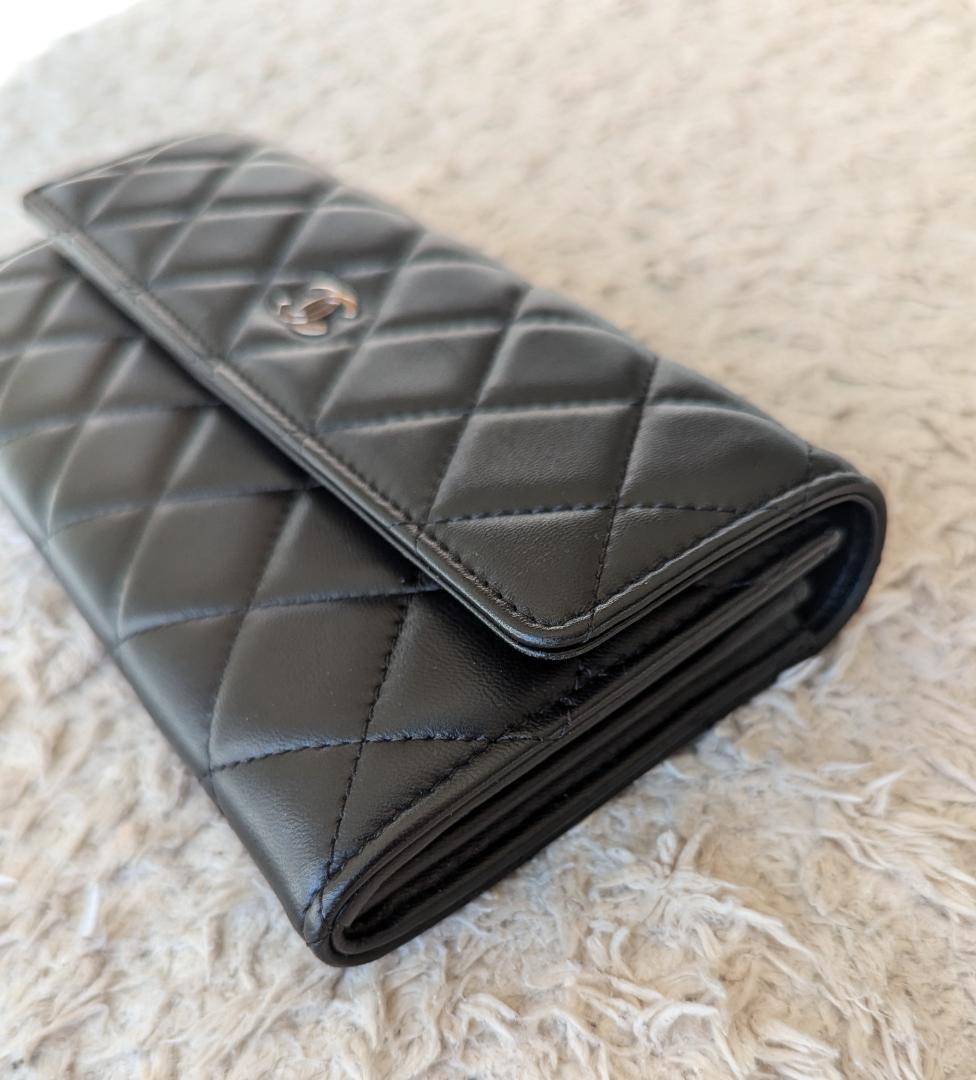 2025春大特価セール！ CHANEL O.G Gカード 黒 ラムスキン 長財布 シャネル A50096 小物