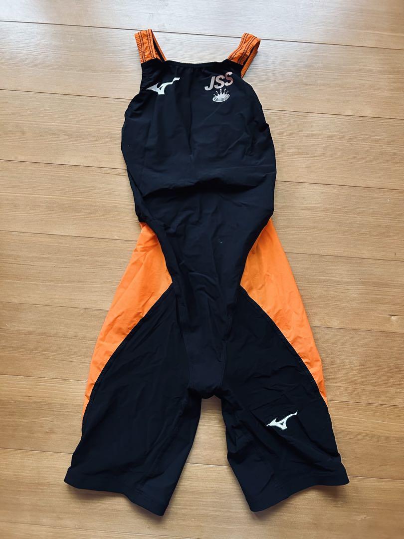Mizuno 競泳用水着 黒/オレンジ JSSロゴ