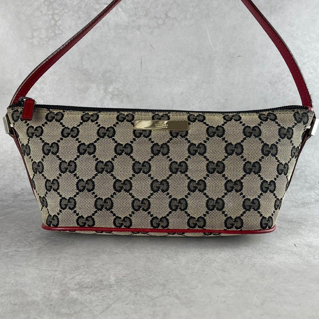 レア美品✨GUCCI ポーチ ハンドバッグ gg キャンバス デニム グレー
