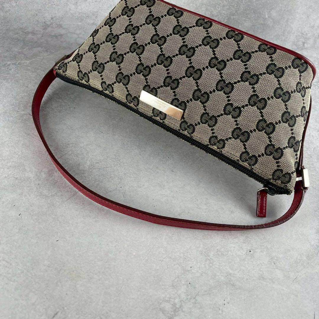レア美品✨GUCCI ポーチ ハンドバッグ gg キャンバス デニム グレー