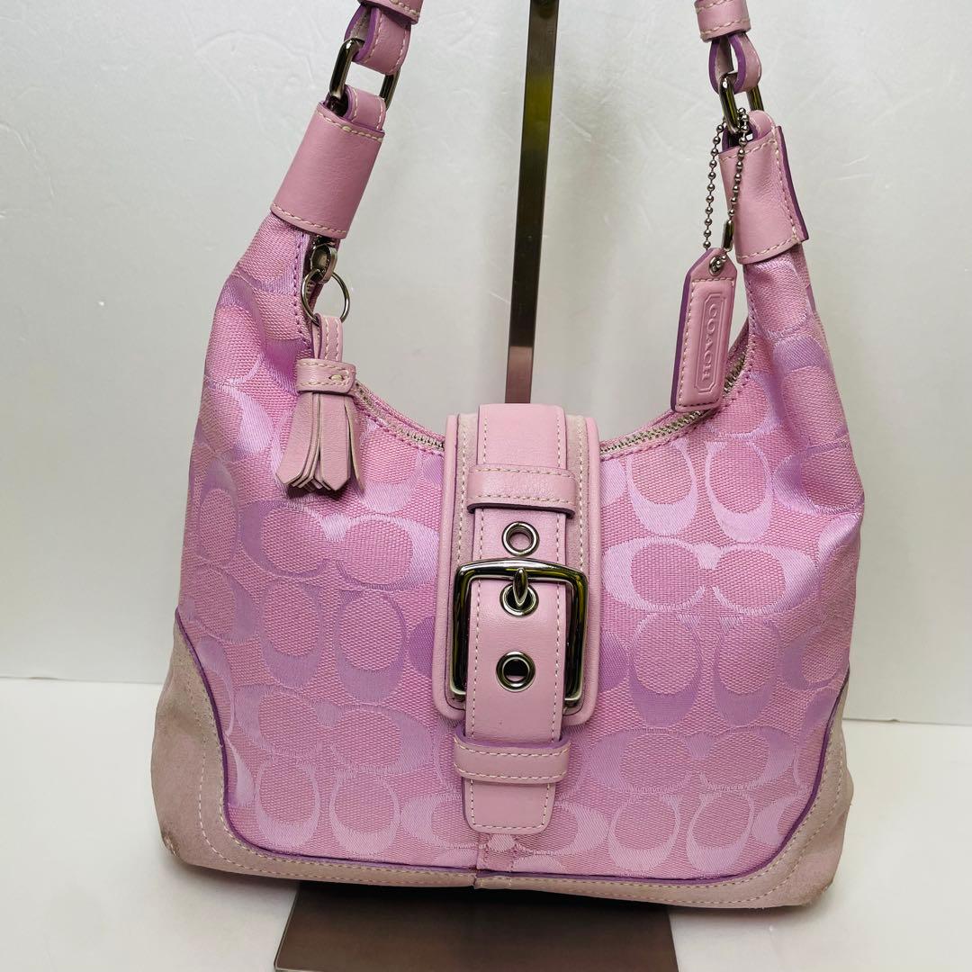 希少 コーチ ツイード ソーホー アクセサリーポーチ フラワー ワンショルダー 極美品 コーチ ツイード ソーホー アクセサリーポーチ フラワー