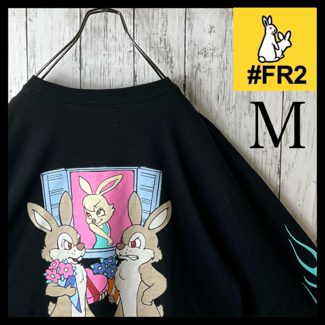FR2 ロンT Tシャツ 長袖 黒 水色 M 兎 ファッキンラビット