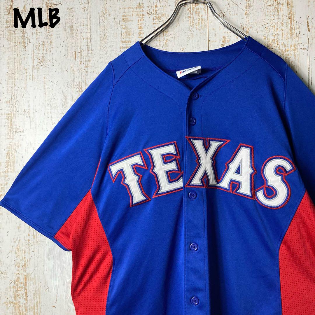 MLBマジェスティック メジャー レンジャーズ ゲームシャツ アメリカ古着
