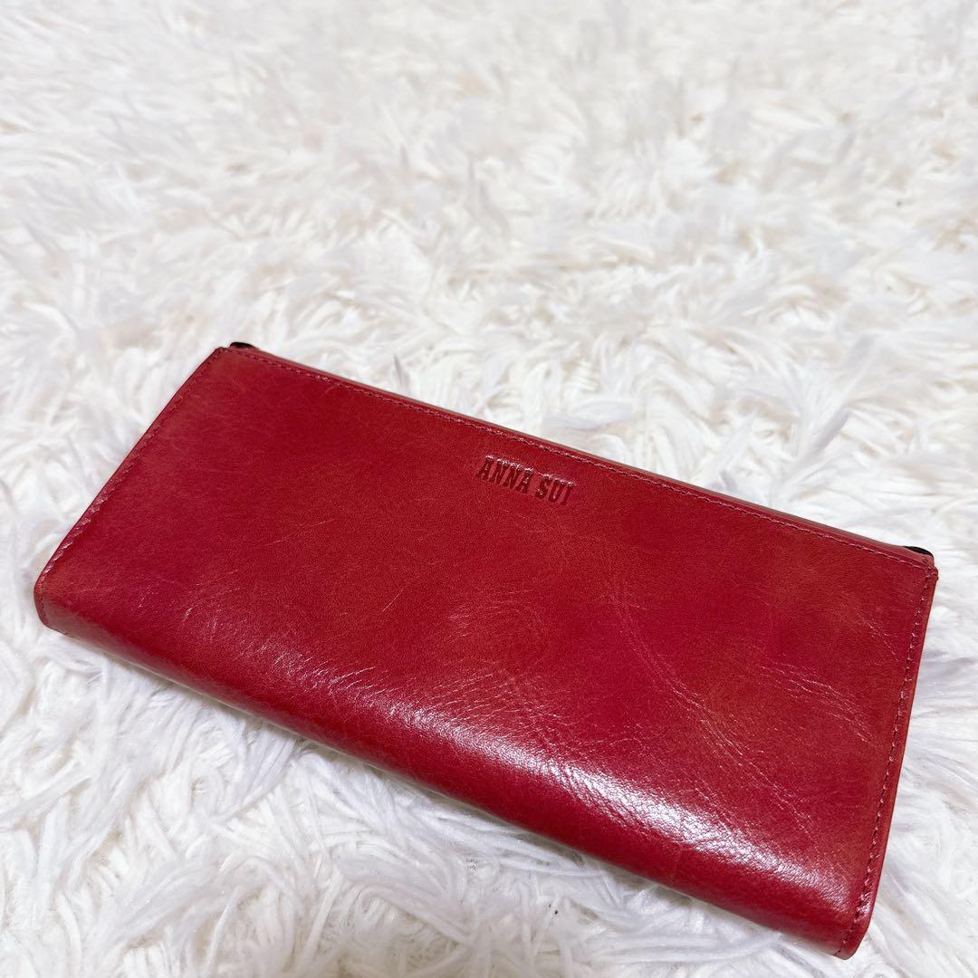 誠実 ANNA アナスイ SUI メルカリ - 極美品 赤 レッド 長財布 小物