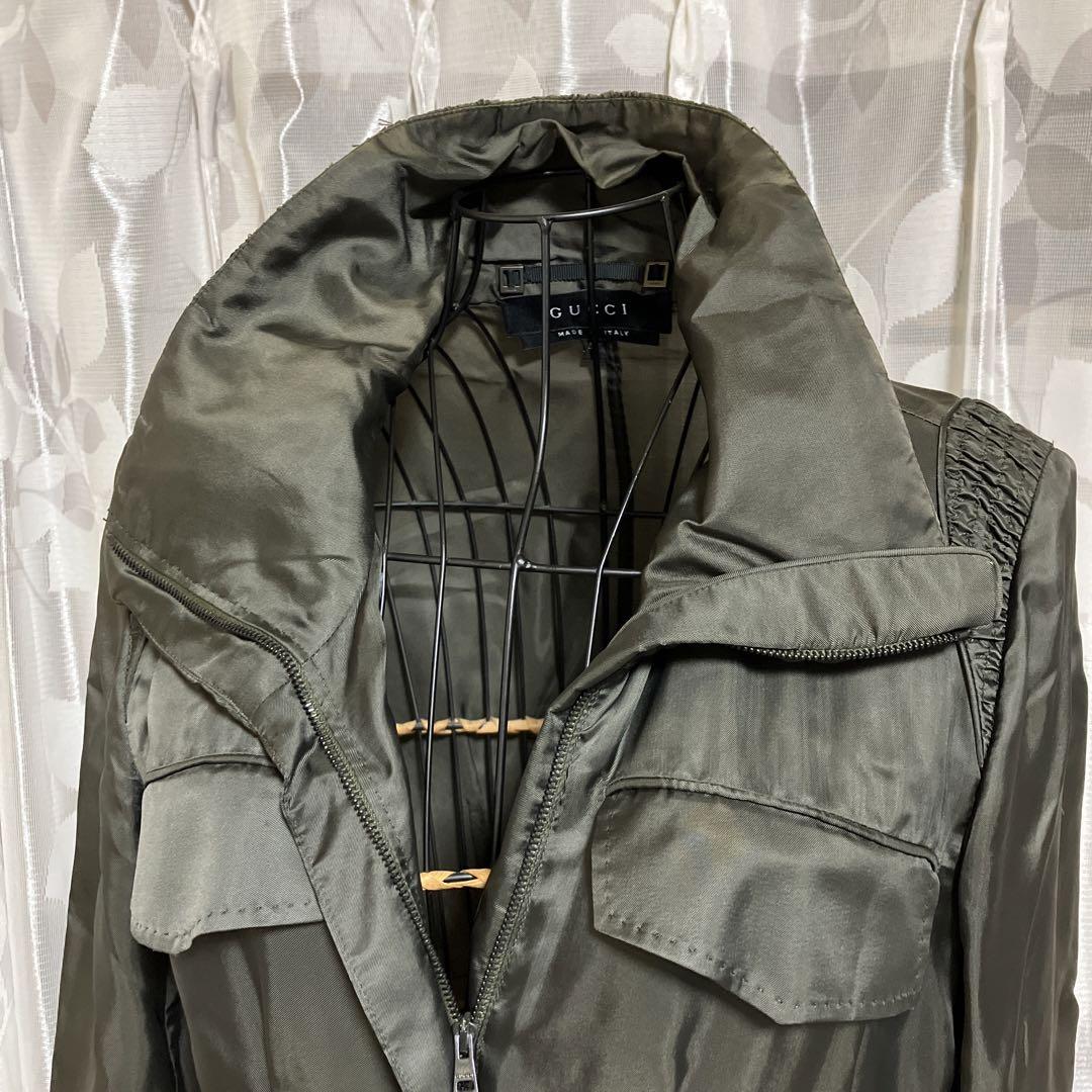 GUCCI グッチ　ミリタリージャケット　サテンシャツ　ジャケット　ブルゾン