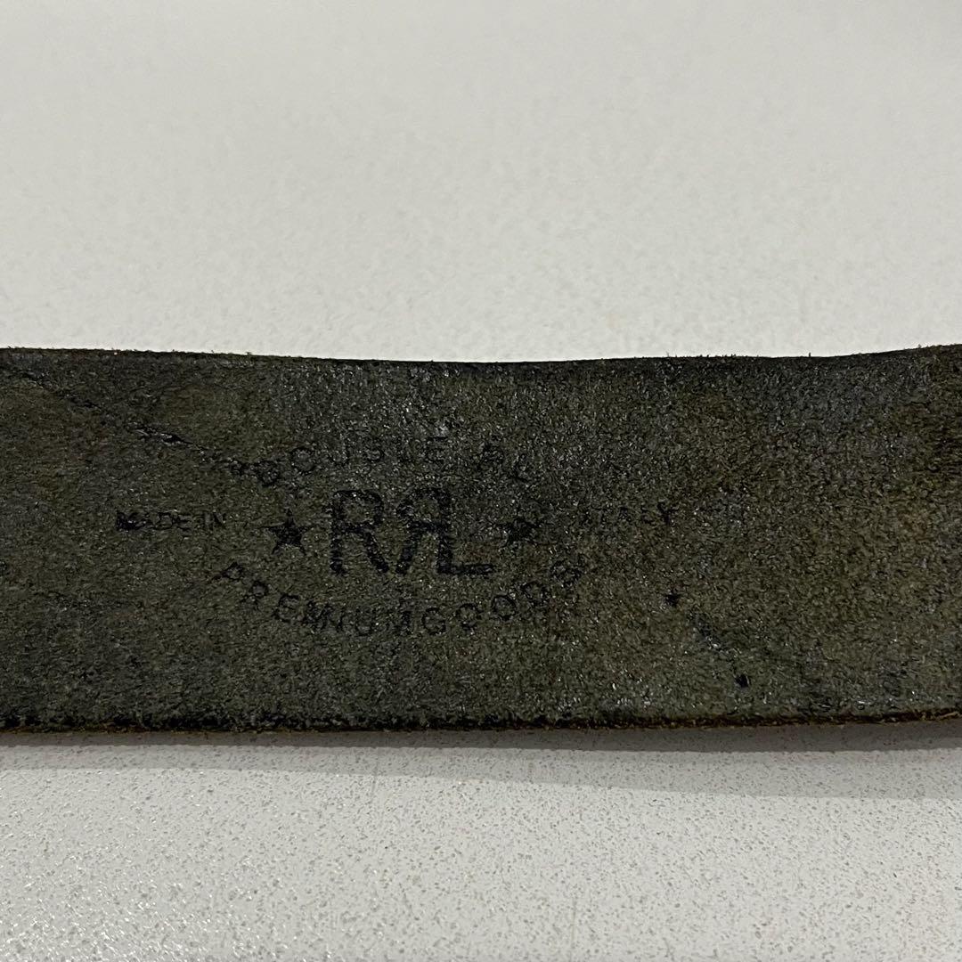 美品 イタリア製 RRL バーリントン ギャリソンベルト ブラック 34 レザー