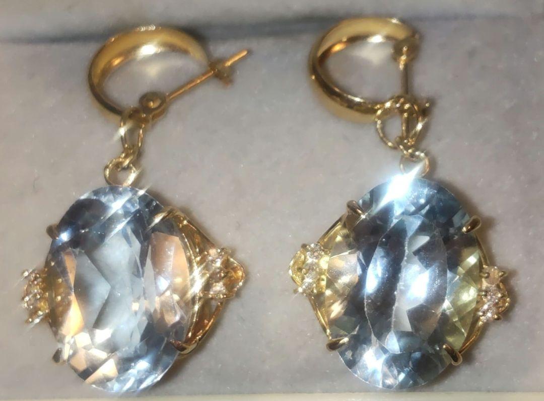 18金 アクアマリン ダイヤモンド ピアス