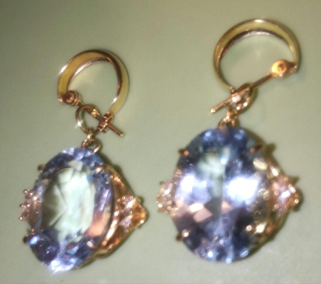 18金 アクアマリン ダイヤモンド ピアス