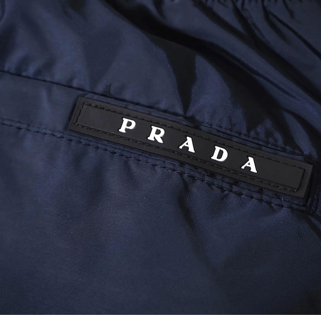 美品 プラダ PRADA 黒タグハーフパンツ 48 ネイビー メンズ 正規品