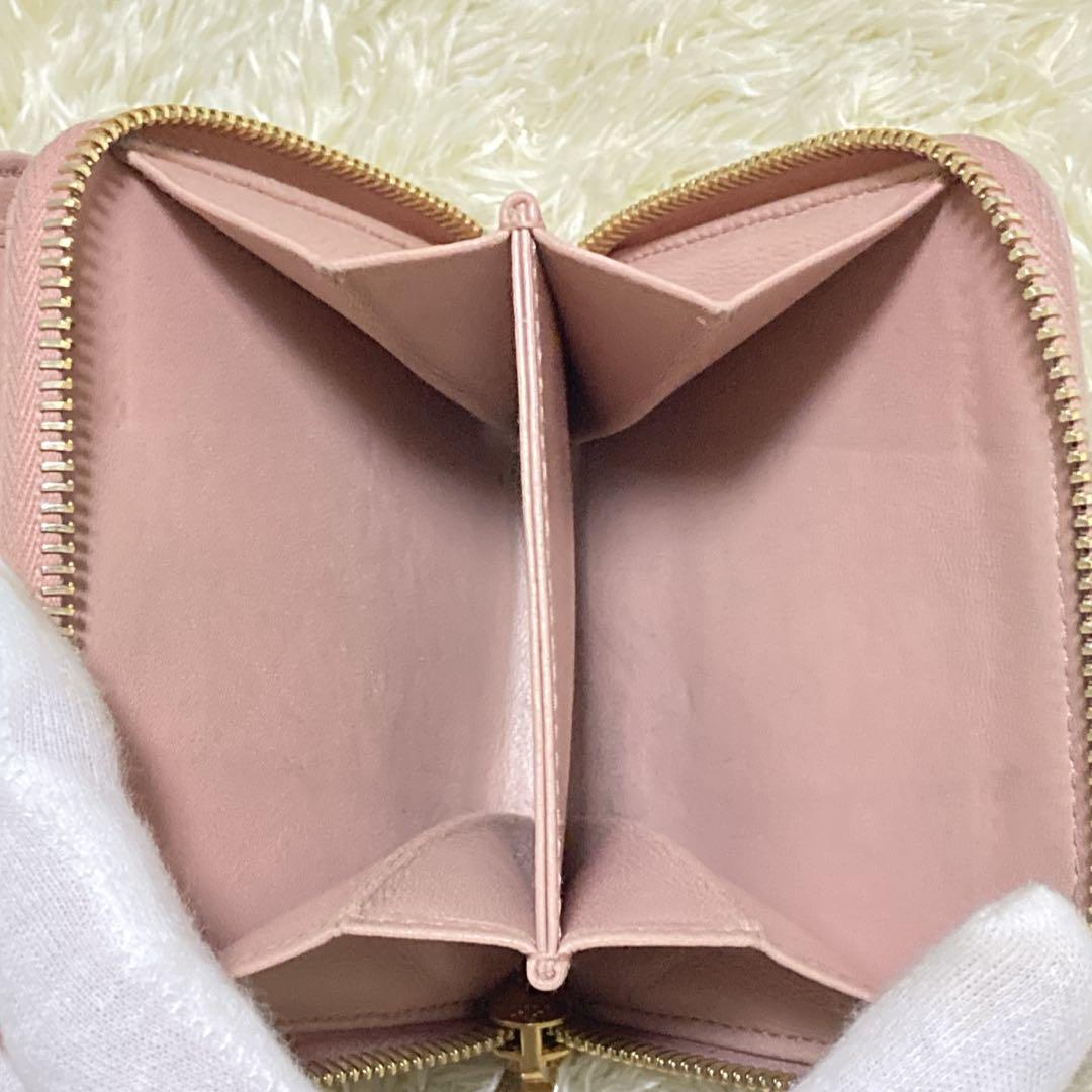 【極美品】MIU MIU ナッパインプントゥーレ ラウンドファスナー ピンク
