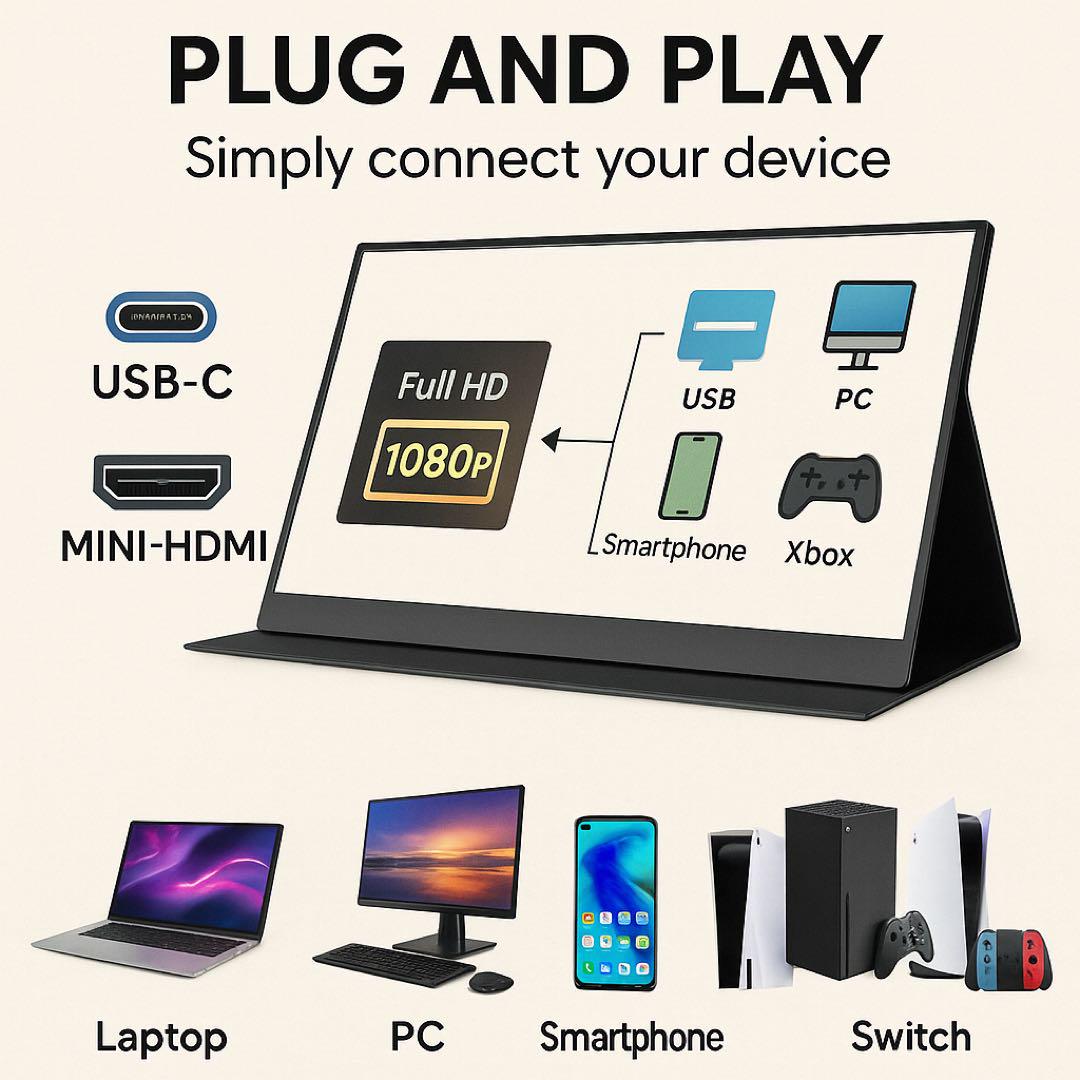 WUAWE 15.6インチ ポータブルモニターモバイルモニター新品未使用