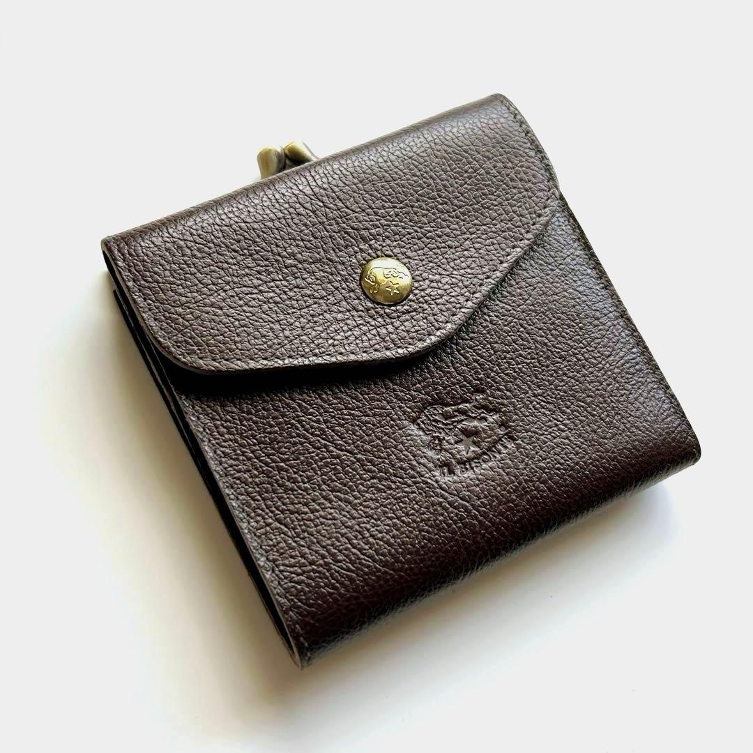 IL BISONTE イルビゾンテ 二つ折り財布 折財布 がま口付き ブラウン