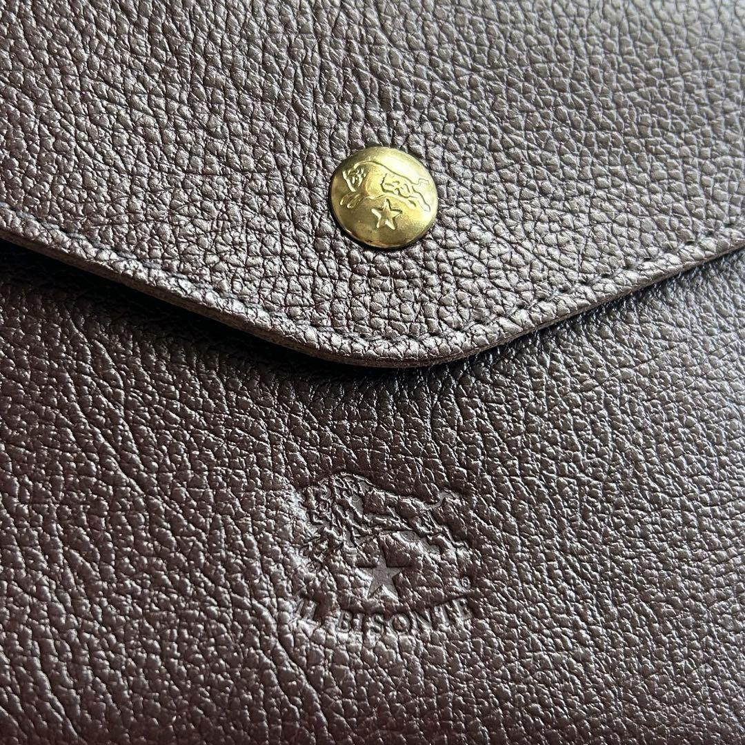 IL BISONTE イルビゾンテ 二つ折り財布 折財布 がま口付き ブラウン
