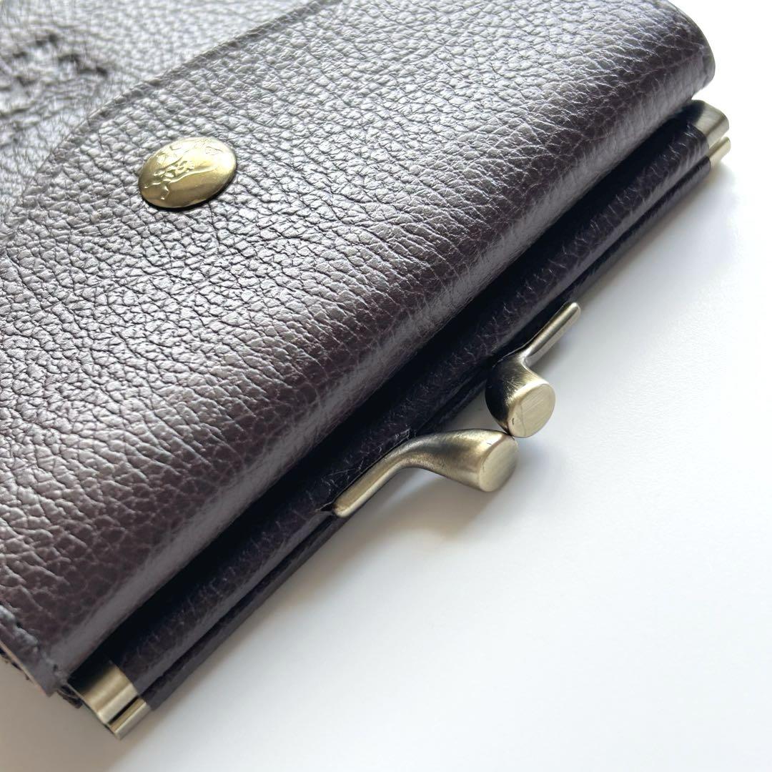 IL BISONTE イルビゾンテ 二つ折り財布 折財布 がま口付き ブラウン