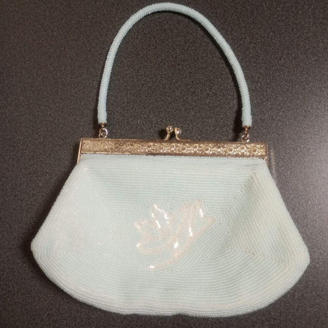 ヴィンテージ フランス ハンドメイド ビーズバッグ がま口