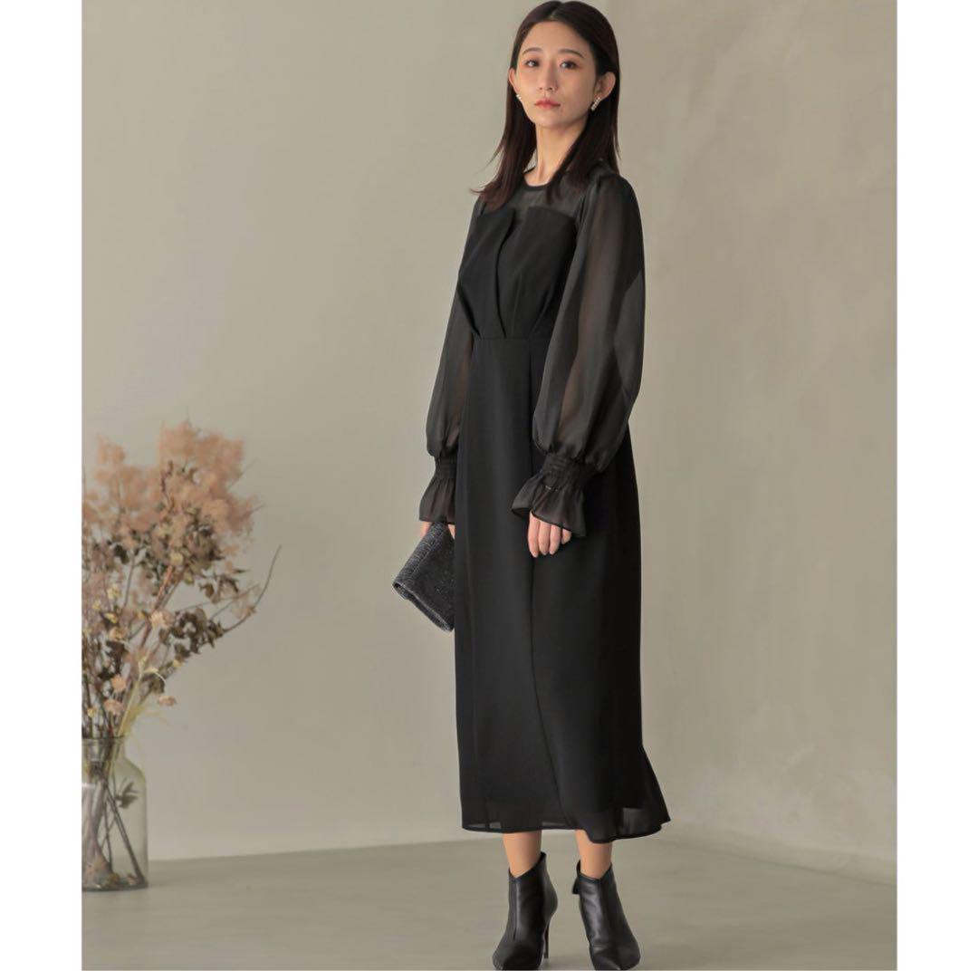 エピック デイ　【美品】 ボリューム スリーブ シフォン  ロングワンピースLL