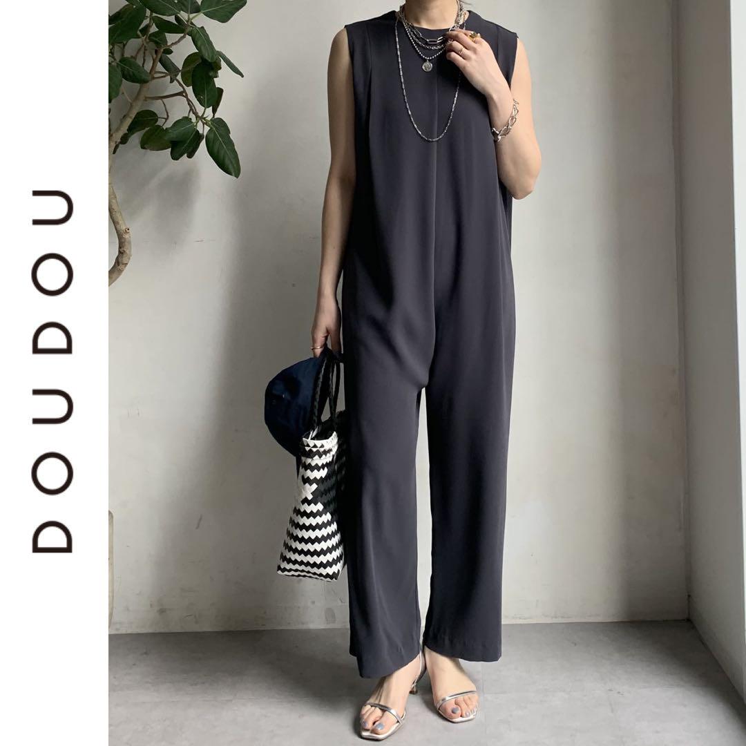 新品　DOUDOU バックジップオールインワン　ドゥドゥ　チャコール
