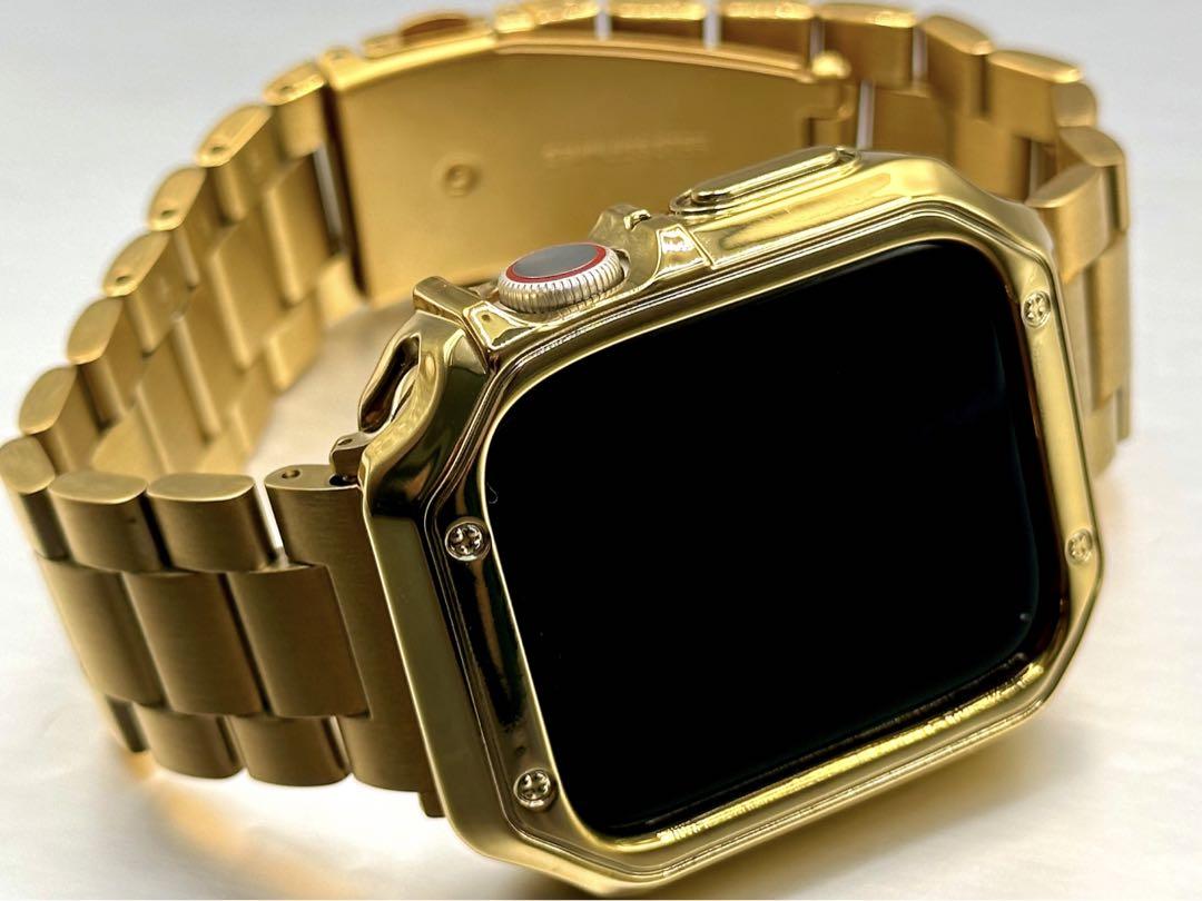 Apple Watch ゴールドGT13TPUケース　ステンレスバンド　キラキラ