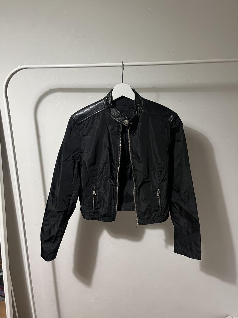 PRADA Nylon × Leather ジップアップブルゾン size M
