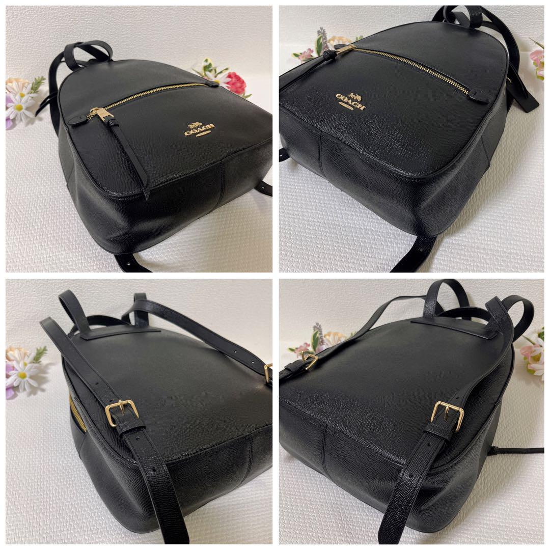COACH 黒 レザー リュック・バックパック 新品同様☆コーチ COACH リュックサック バックパック ブラック