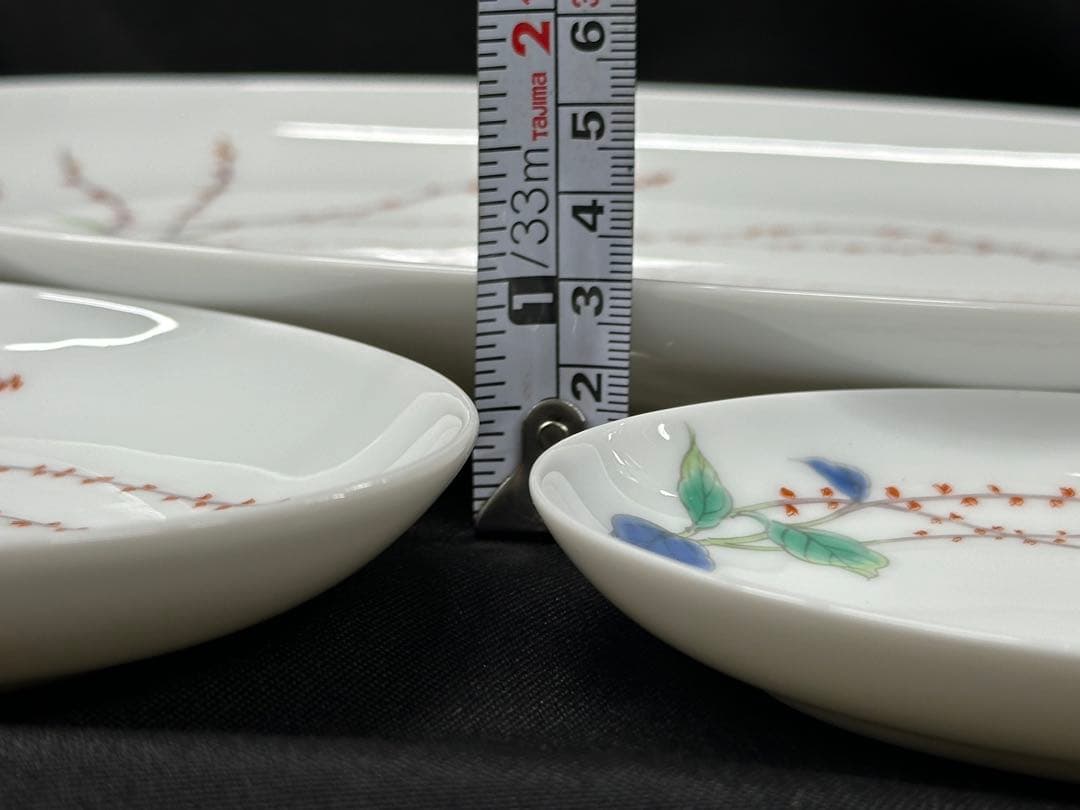 美品】深川製磁 深川製 水引草 3点揃 3種 15P 皿 大皿 中皿 小皿