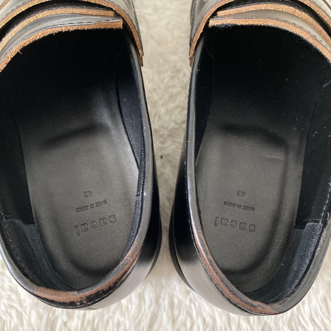 sacai 黒 レザー ローファー　サイズ42