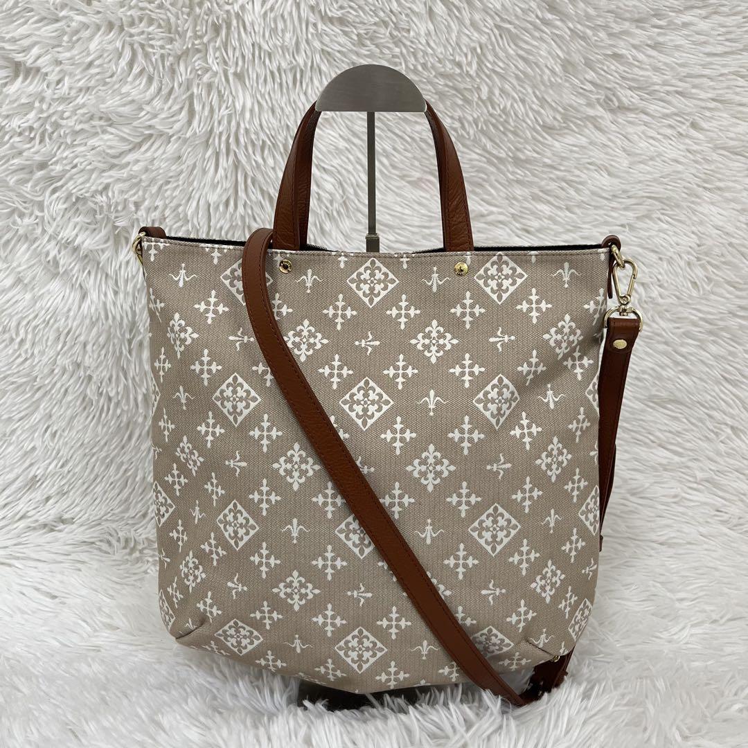 ラシット 2way トートバッグ ショルダーバッグ モノグラム ブラウン系 極美品✨ラシット 2way モノグラム トートバッグ ショルダー