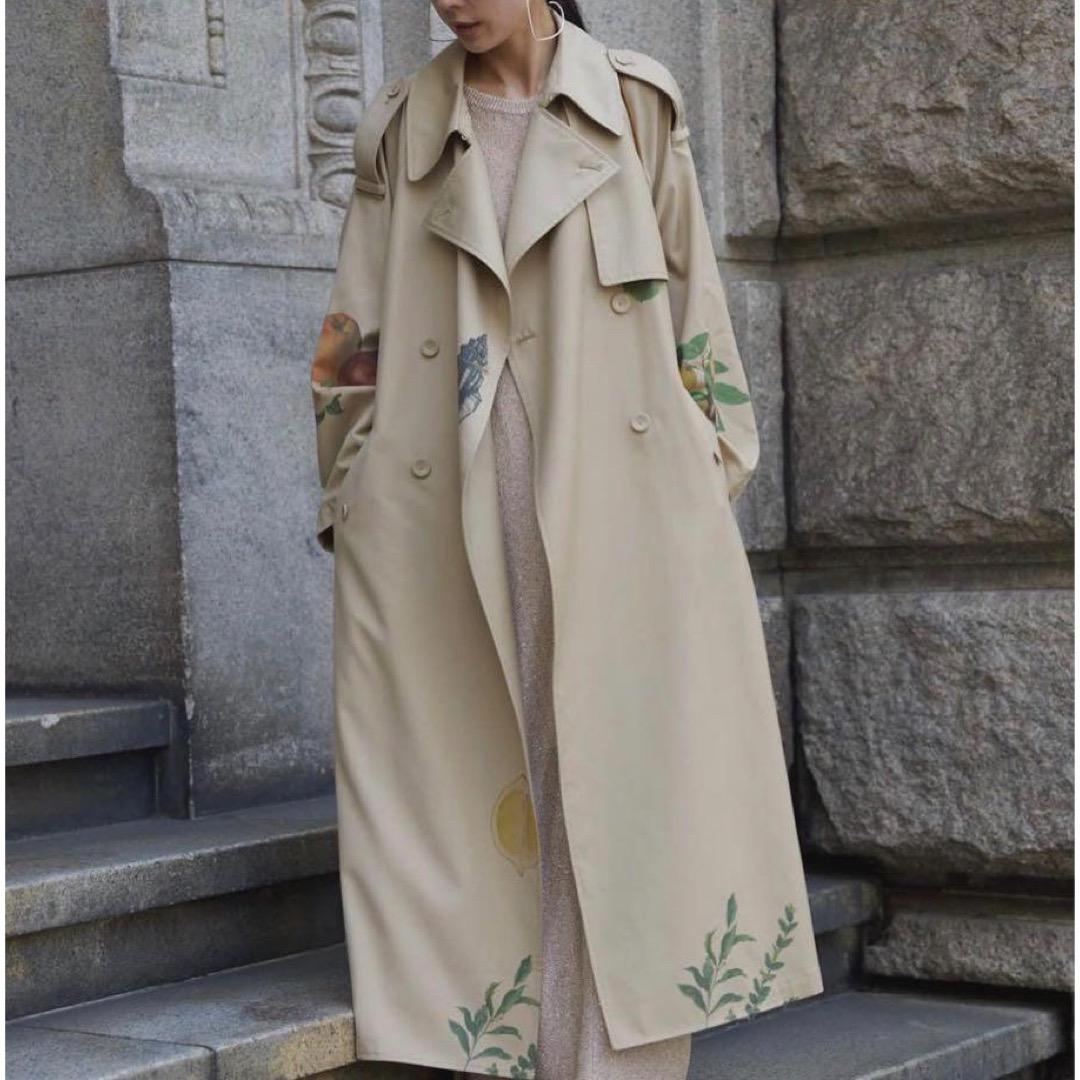 AMERI ELEANOR TRENCH COAT プリント トレンチコート M