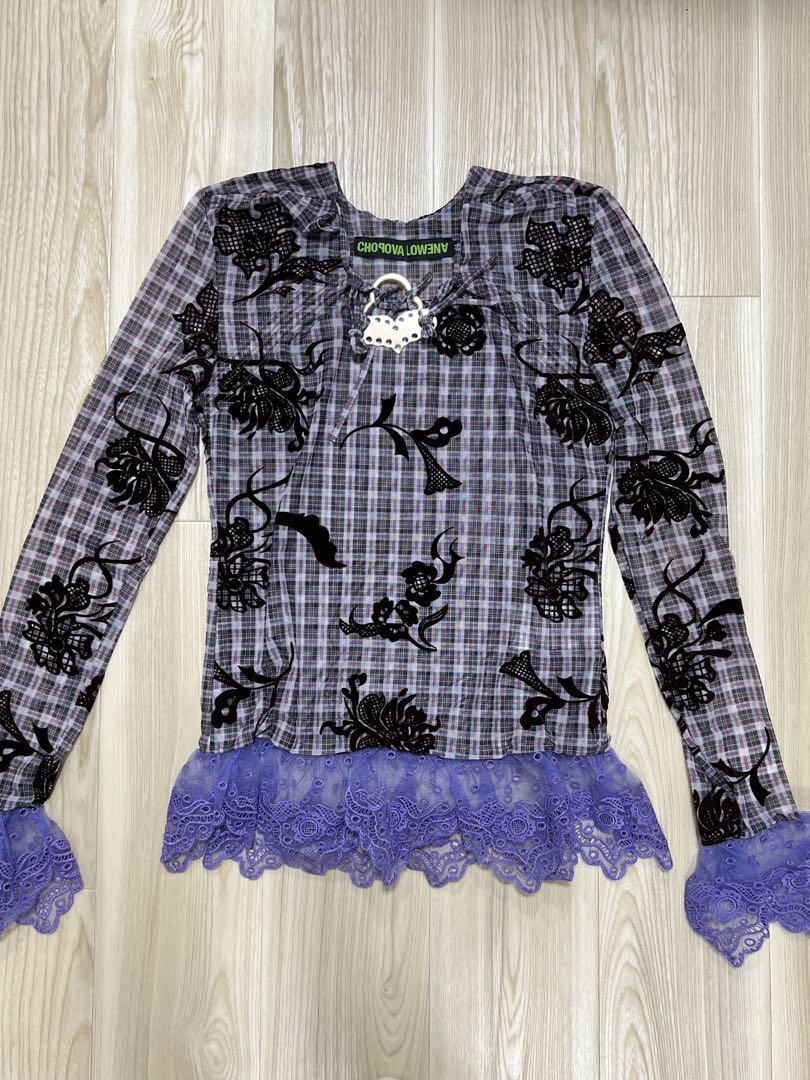 CHOPOVA LOWENA チョポヴァ・ロウェナ 24aw 紫 チェック 長袖