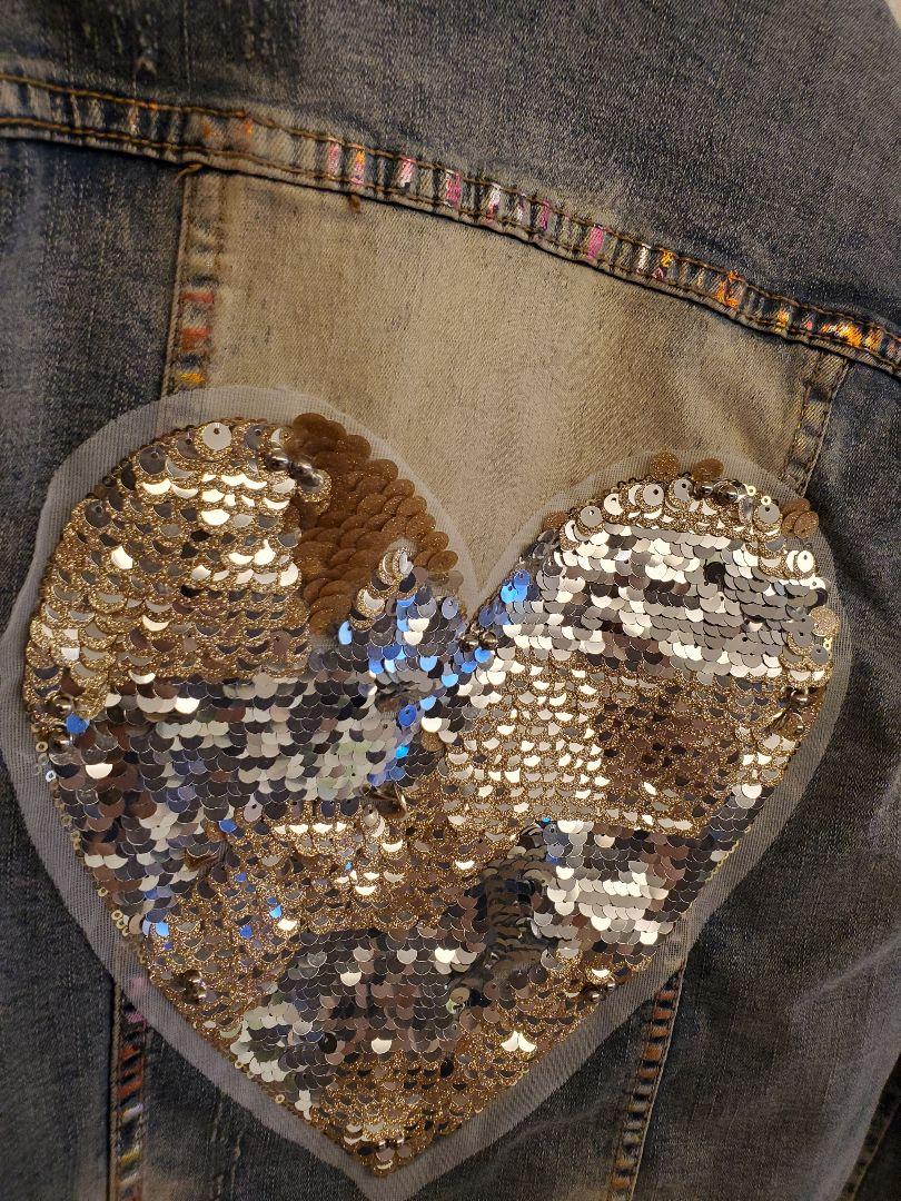 デニム ジャケット レア♪犬Gジャン ブルドッグ スパンコール 刺繍 新品 デニム ジャケット レア♪犬Gジャン ブルドッグ スパンコール