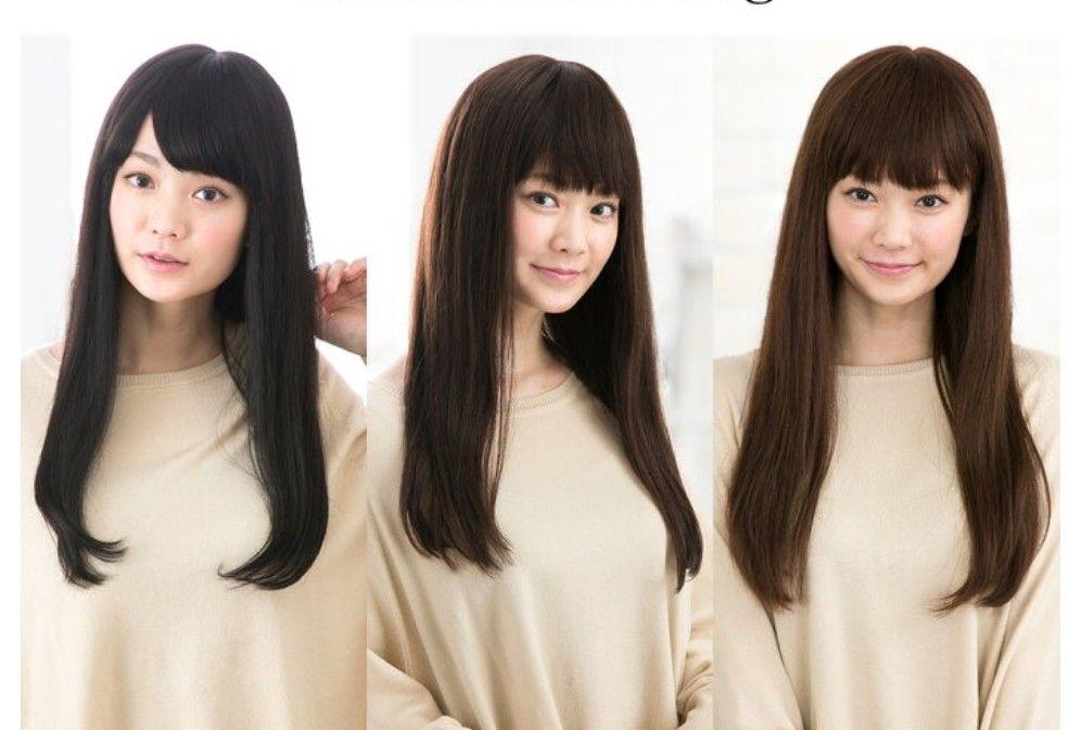 ブラウン ロングフルウィッグ 前髪あり