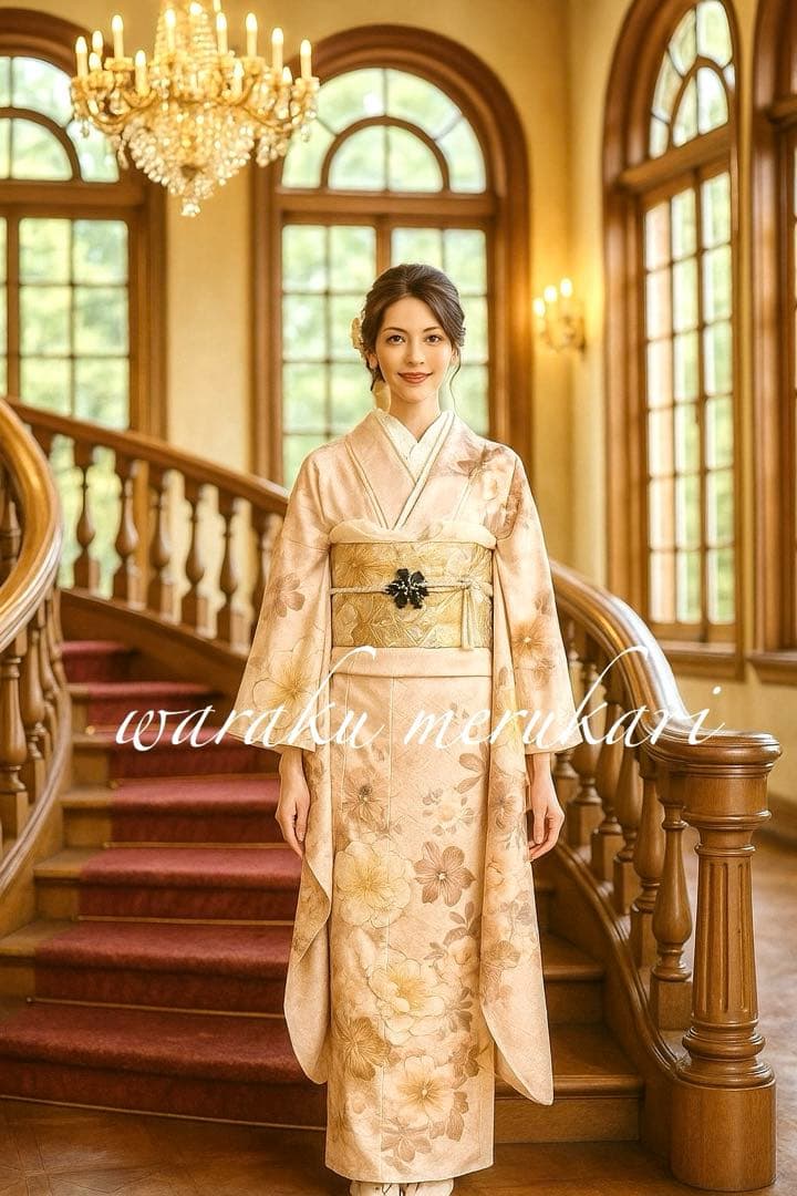 豪華正絹振袖 くすみピンク 金駒刺繍 金彩加工