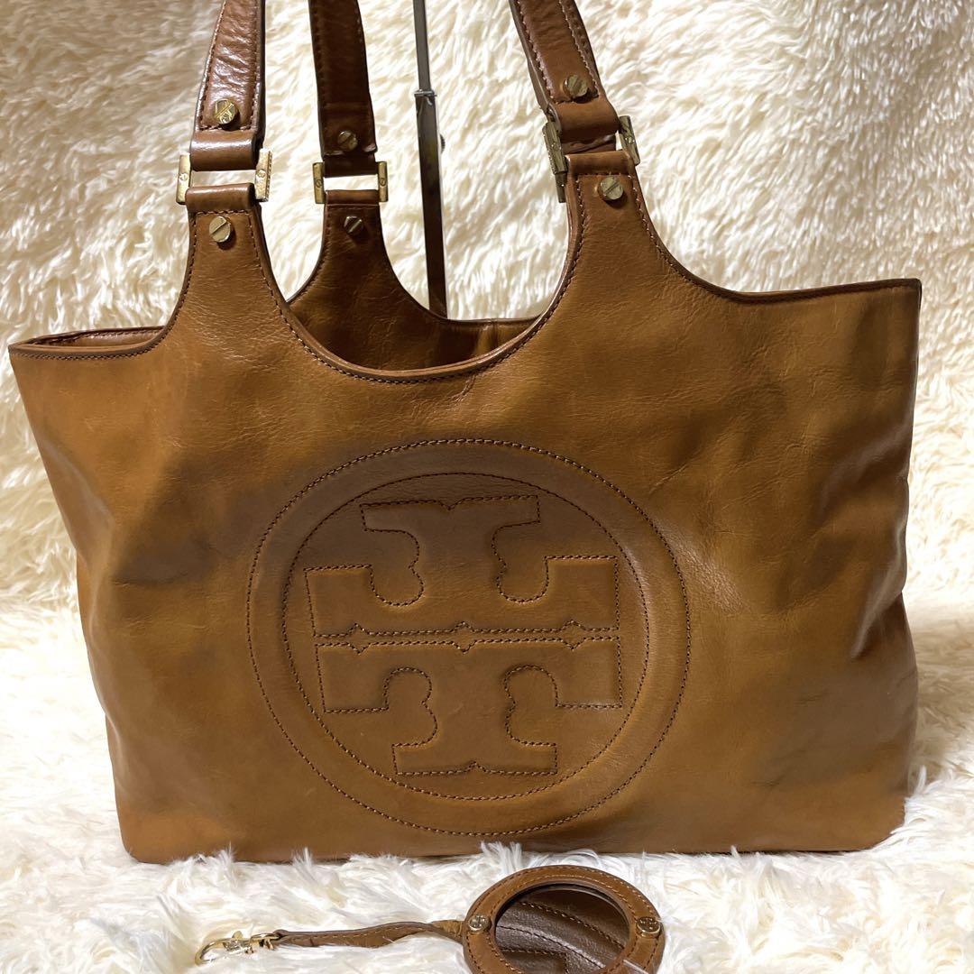 良品　ボンベ　トリーバーチ　ハンドバッグ　トートバッグ　デカロゴ　ゴールド金具
