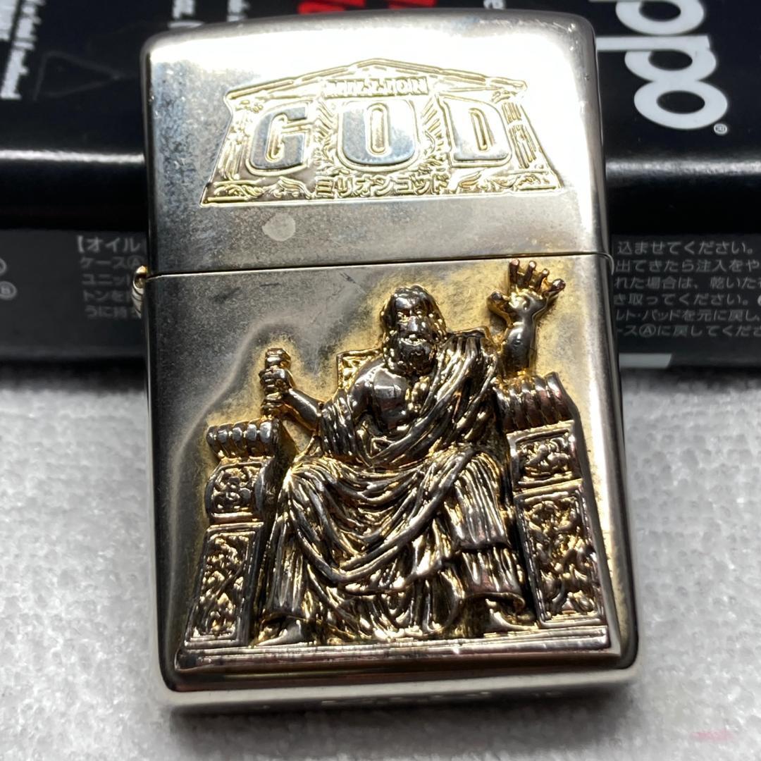 ★ ZIPPO ライター ★ミリオンゴッド メタル張り 着火OK 2019年製