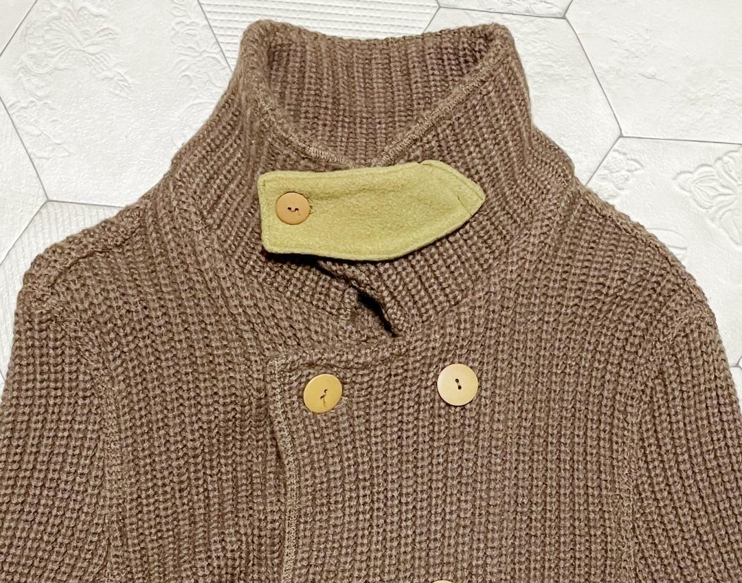 00s ほぼ新品 モルガン【MORGAN HOMME】圧縮ニットPコート 極細L