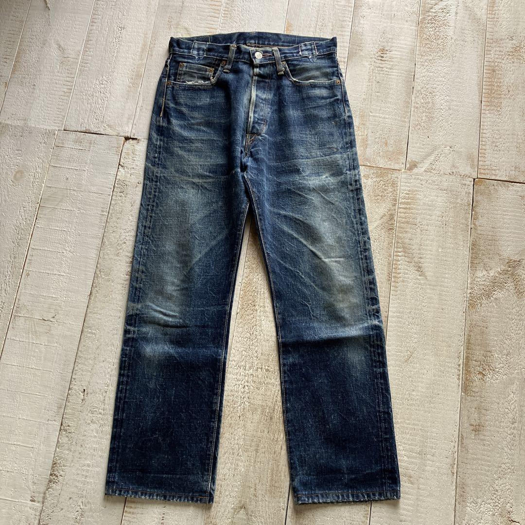 vintage DENIME 革パッチ デニム ハチノス 鬼ヒゲ