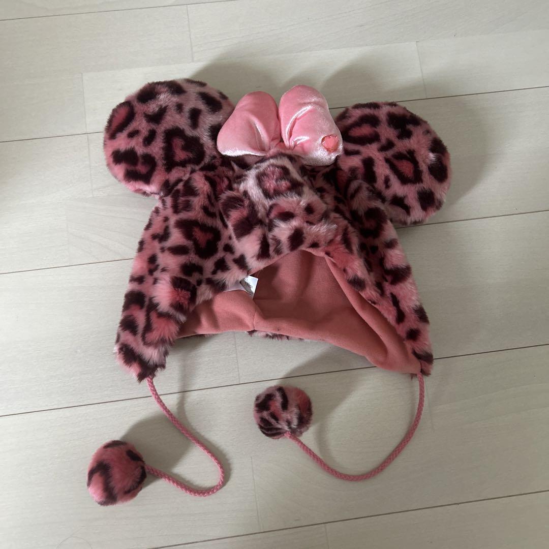 ディズニーファンキャップヒョウ柄ミニーピンク