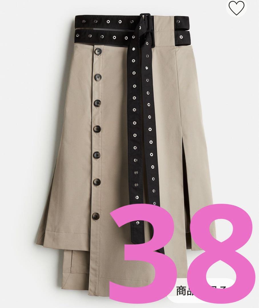 rokh  ベルテッドツイルスカート希少34 rokh h&m ベルテッドツイルスカート希少34