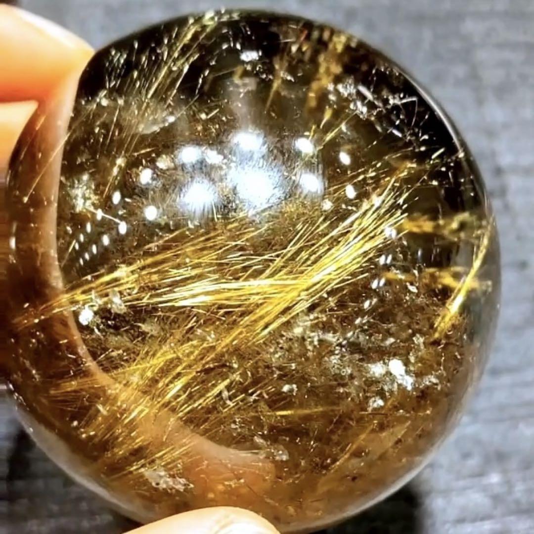 超絶綺麗✨64mm ゴールドルチルクォーツ 丸玉 スフィア 金針水晶